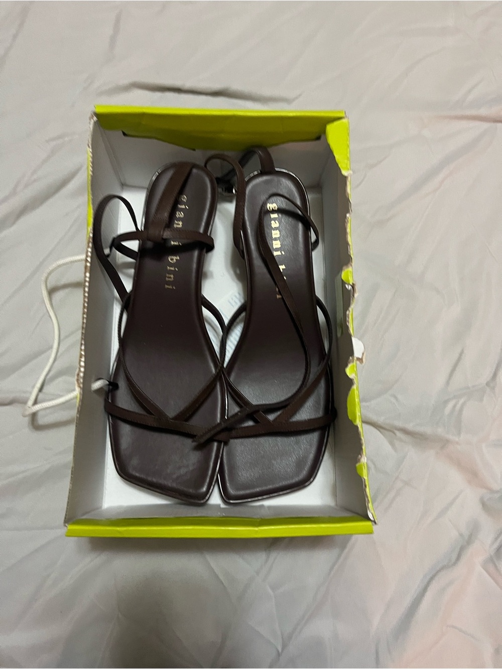 Gianni Bini Dark Brown Strappy Square-Toe Sandals